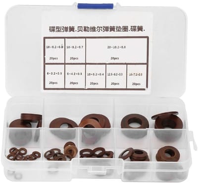 Dailygoods- Schijfveren Set 160 Delen - Hoge Vervormingsenergie - Schokdemper - Buffer - Geschikt voor Zware Machines - Gemakkelijk te Repareren - Veren