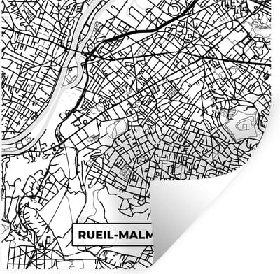Muurstickers - Sticker Folie - Kaart - Stadskaart - Frankrijk - Rueil-Malmaison - Plattegrond - Zwart wit - 100x100 cm - Plakfolie - Muurstickers Kinderkamer - Zelfklevend Behang XXL - Zelfklevend behangpapier - Stickerfolie