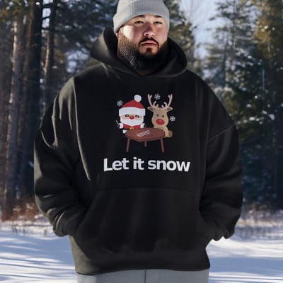 Lekker Waus Foute Kerst Hoodie Zwart - Let It Snow - Maat XS - Kerst Outfit Dames & Heren