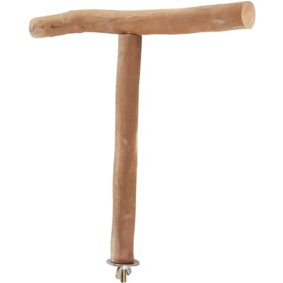 Perchoir en Bois en Forme de T pour Oiseaux Amusant pour Griffer les Pattes, Mâcher, Faire de l'Exercice, Soulager l'Ennui, Support en Bois pour Perroquet brown
