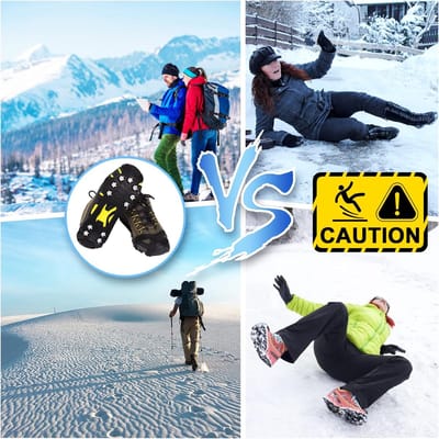 Candala IJs Sneeuw Grips, Ice Grippers Tractie Schoenplaten Schoenen en Laarzen Rubber Sneeuw Spikes Stijgijzers met 11 Stalen Studs Anti-slip Winter Ice Tractie Fit voor Wandelen Vissen Klimmen