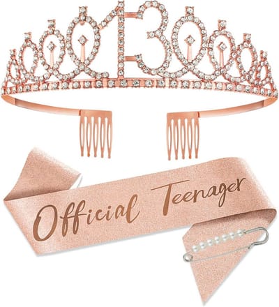 13e Verjaardag Meisje 13e Verjaardagscadeaus voor Verjaardag Meisje Feestdecoratie Decoratie inclusief roségouden kroon en sjerp