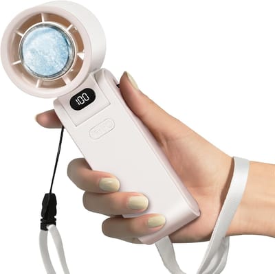 Waaier - Draagbare Handventilator met Koelende Elementen – LED Display – 199 Snelheden Traploos Instelbaar – Inklapbaar – Ideaal voor Reizen, Strand en Cruise – Wit