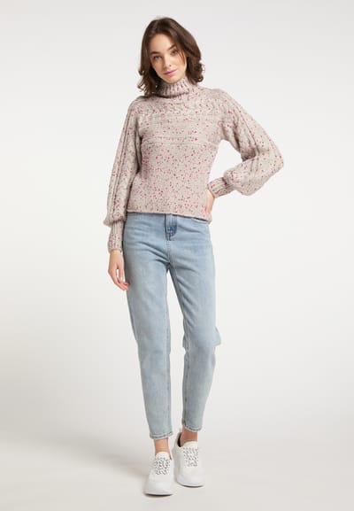 Mymo Gebreide trui Dames grijs/roze