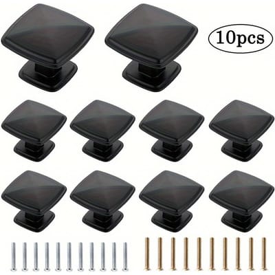 10 stuks aluminium kastgrepen matzwarte keukenkastgrepen hardware vierkante trekgereedschap ladekastgrepen met twee maten schroeven 10pcs