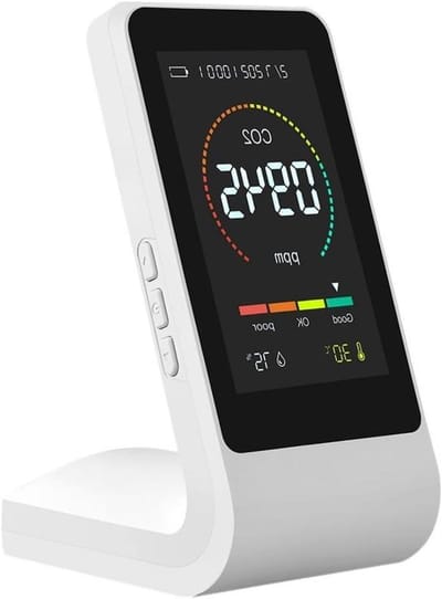 Luchtkwaliteit Monitor - CO2 Meter - Binnenklimaat Meten - Real-time Alarm - 14.3 cm - Wit