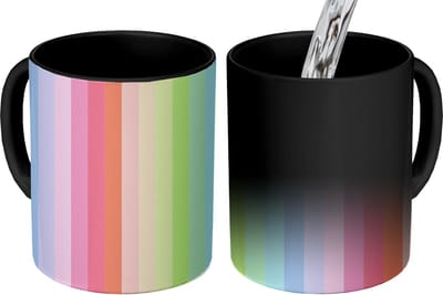 Magische Mok - Foto op Warmte Mokken - Koffiemok - Regenboog - Patronen - Pastel - Magic Mok - Beker - 350 ML - Theemok