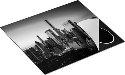 Chefcare Inductie Beschermer New York bij Zonsopgang - Zwart Wit - 60x50 cm - Afdekplaat Inductie - Kookplaat Beschermer - Inductie Mat