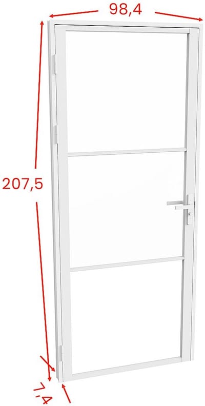 Vente-unique Omkeerbaar deurblok in aluminium en gehard glas - H204 x B93 cm - Wit - MASERU