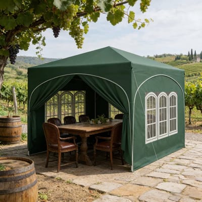 HAUSS SPOLE Partytent – 3 x 3 m – Opvouwbaar Met Afneembare Zijwanden – Metaal En Oxford – Groen – Voor Buiten Met Draagtas