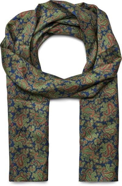 Zijden sjaal met kleurrijk lichtblauw paisleymotief