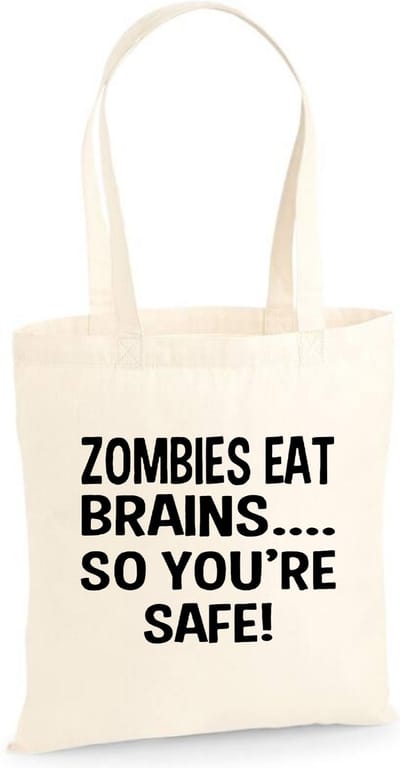 Linnen tas Zombies eat brains you’re safe One Size