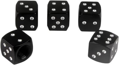 5x Dice Dust Covers voor Auto- en Fietstires - Aluminium Ventieldoppen voor Wielen in Zwart