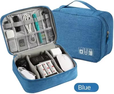 Scoby - Elektronica Organizer Tas - Kabelopberger - Reistas - Travel Bag - Compact Formaat - Licht Blauw