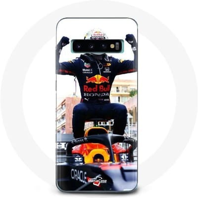 Coque pour Samsung Galaxy S10 plus Formule 1 Max Verstappen Pilote automobile F1 noir rouge et jaune