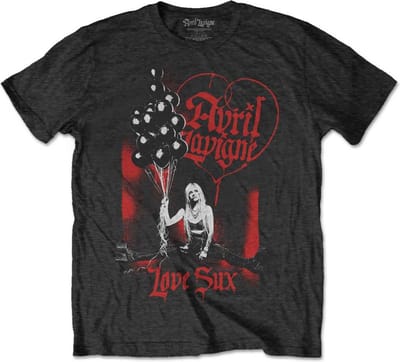 Avril Lavigne - Love Sux Balloons Heren T-shirt - S - Zwart
