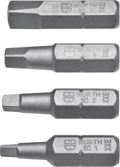 Wurth - Assortiment vierkante bits, 4-delig - Assortiment vierkante bits, 4-delig x 1 st -
