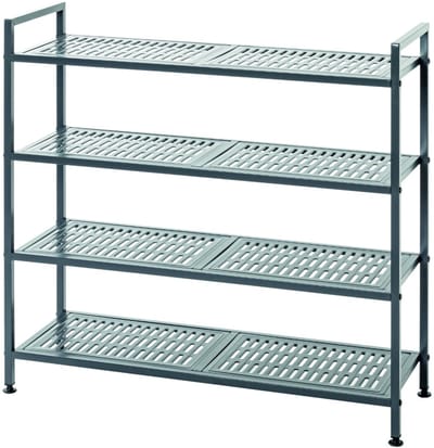 Schoenenrek – Antraciet staal met 4 metalen planken – Voor 16 paar schoenen – 73 cm breed, 70 cm hoog, 25 cm diep