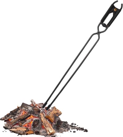 Vuurtang - Houtklem Tang - Kampvuur Aanmaken - Veiligheid PU-Dekking - 44 cm - Zwart