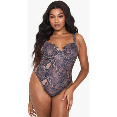 boohoo Dames Plus slangenprint-badpak met beugels | Snake | Maat: 18