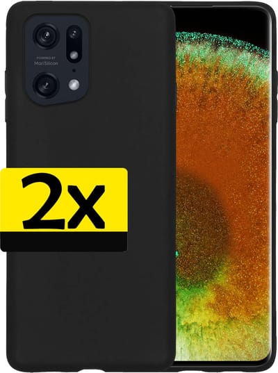 Hoesje - 2 Stuks - Geschikt voor OPPO Find X5 - Sterk & Shockproof - Case Siliconen - Back Cover - Telefoon Hoes - Telefoonhoesjes - Zwart