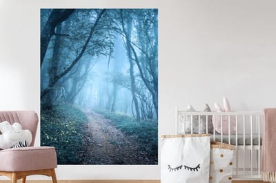 Muurstickers - Sticker Folie - Bomen - Natuur - Mist - 120x160 cm - Plakfolie - Muurstickers Kinderkamer - Zelfklevend Behang XXL - Zelfklevend behangpapier - Stickerfolie