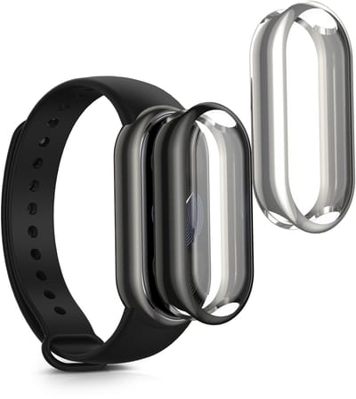 kwmobile 2x smartwatch hoes geschikt voor Xiaomi Mi Band 9 / Smart Band 9 hoesje - Siliconen sporthorloge cover - Activity tracker case in zilver / donkergrijs
