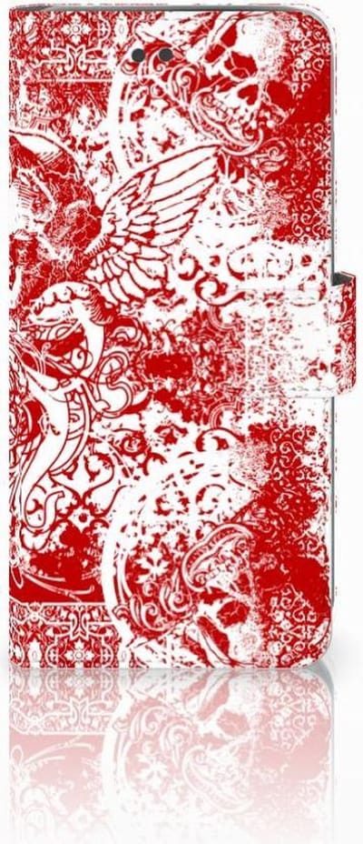 Telefoonhoesje met Naam Apple iPhone 7 Plus | 8 Plus Angel Skull Rood