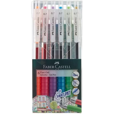 Faber-Castell Faber Castell Gelpen Set - 0,7 mm, Assortiment Kleuren, 6 stuks