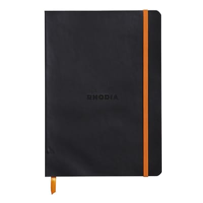 Rhodia Softcover Notitieboek – A5 – 80 Bladen – Gelijnd – Ivoorkleurig Papier 90 g/m² – Met Elastieksluiting - Zwart