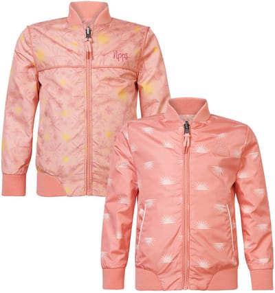 Noppies Girls Jacket Eunice reversible all over print Meisjes Jas - Coral Haze - Maat 98