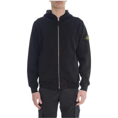Stone Island Logo Hoodie met Rits Lange Mouwen Sweatshirt Heren sweatshirts Zwart K1S1561000-21S0060-V0029 XL black