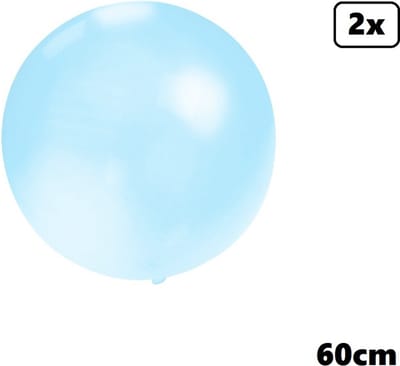 2x Mega Ballon 60 cm lichtblauw - Super Ballon carnaval festival feest party verjaardag landen helium lucht thema