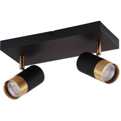Brilliant Vigolo - Plafondspot - GU10 2x5W - 3000K - Zwart Goud