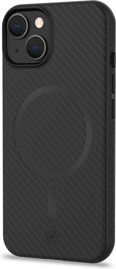 Celly UltraMag Siliconen hoesje met hoesje - Geschikt voor Apple iPhone 14 Pro Max - TPU Back Cover - Microfiber - Carbon - Zwart