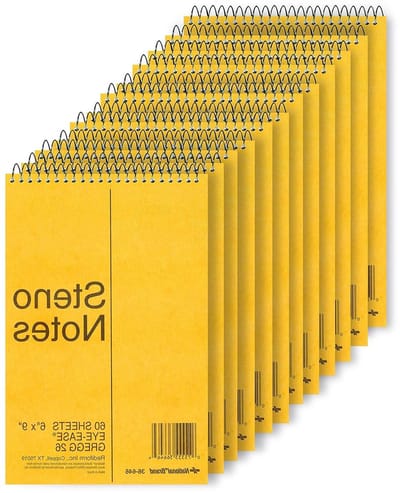 National Brand Brown Board Cover Steno Notebook, Groen Papier, 6"x9", 12 Notebooks met elk 60 Vellen (36646)