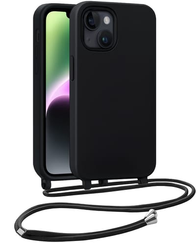 Hoesje Geschikt voor iPhone 13 Mini Hoesje Siliconen Case Met Koord - Hoes Geschikt voor iPhone 13 Mini Hoesje Backcover Met Telefoonkoord - Telefoonhoes - Zwart