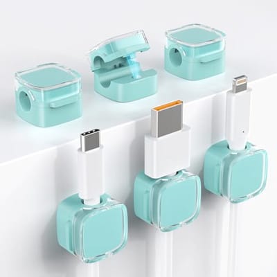 Magnetische Snoerorganizer Set van 6 - Sterke Zelfklevende Kabelclips voor Kabelbeheer in Huis, Kantoor en Auto