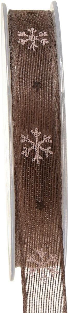 Sneeuwvlok sierlint met draad bruin roze B15mm L15m