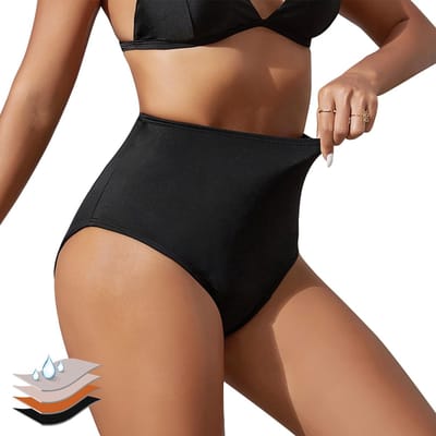 Dailygoody - Menstruatie broek - Lekvrij ondergoed - Hoge taille bikini - Zwart - Zwembroek - Geschikt voor meisjes en vrouwen