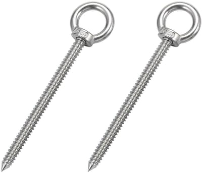 Dailygoods- Oogbouten M12*80 Roestvrij Staal - 2 Stuks - Zelftappend - Ophangbevestigingen - Hangmat - Schommelstoel - Weerbestendig - Ophanghaak