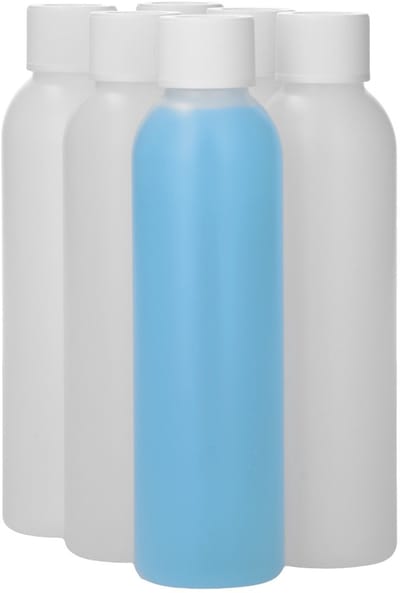 6 x 250 ml ronde fles HDPE naturel + Kindveiligedop wit - BPA Vrij - Niet Breekbaar - Plastic Flesjes Navulbaar - Met Dop - Lege Flessen - 6 stuks
