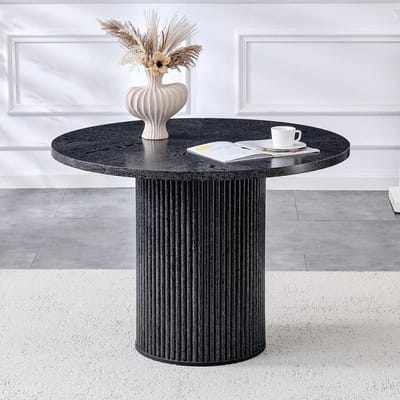 Ronde Eettafel - Keukentafel Woonkamer - Dineren Gezelligheid - Met Opbergruimte - 100cm Diameter - Walnoot Zwart