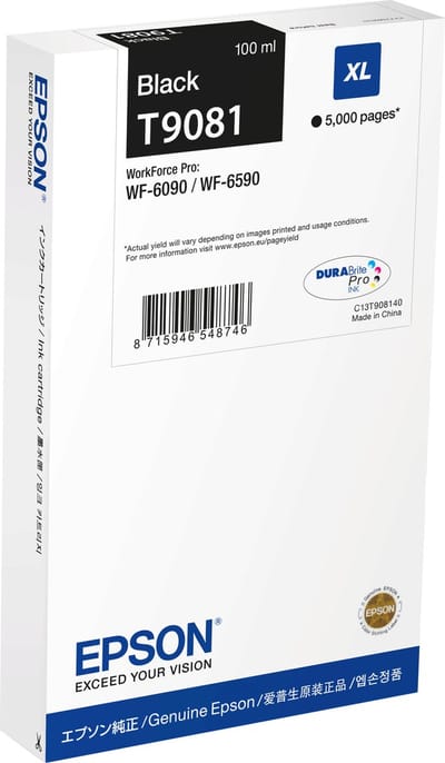 Epson C13T90814N inktcartridge 1 stuk(s) Origineel Hoog (XL) rendement Zwart