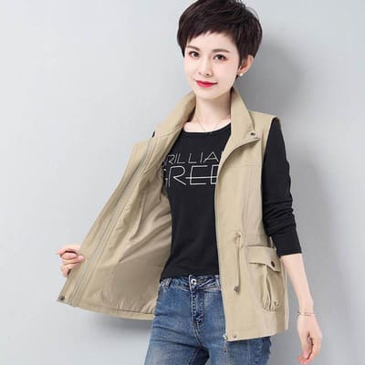 Dames Dunne Slim Fit Gilet Kort Losse Werkkleding Stijl Casual Alles-match Vest Gilet Lente en Herfst L