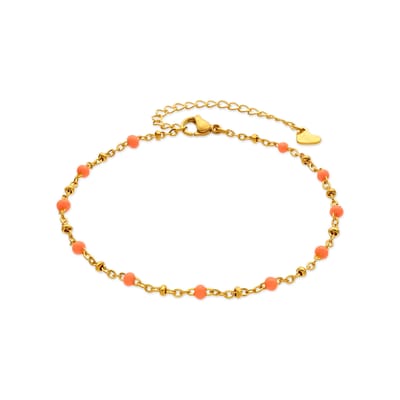 Luxenter armband in metaallegering en oranje gelakt, afgewerkt in 18 karaats geelgoud - Basor