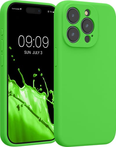 kwmobile telefoonhoesje geschikt voor Apple iPhone 15 Pro - TPU backcover met siliconen coating - Smartphone case in limoengroen