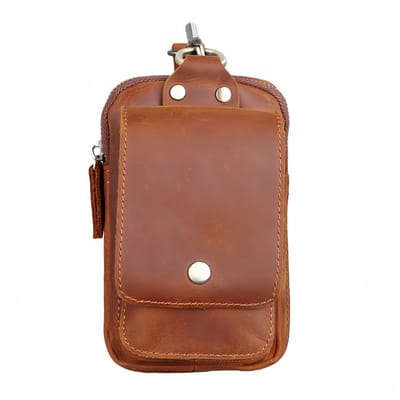 Heuptas voor heren - Echt leer - Vintage - Heuptas - 17*10,5*4,5 cm - Roodbruin - 1 stuk
