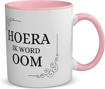 Akyol - hoera ik word oom koffiemok - theemok - roze - Oom - iemand die oom wordt - oom cadeautjes - cadeau - kado - geschenk - 350 ML inhoud