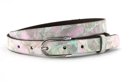 Smalle dames riem groen met print - 2 cm breed - Leer - Smalle riem - Casual - Maat 85